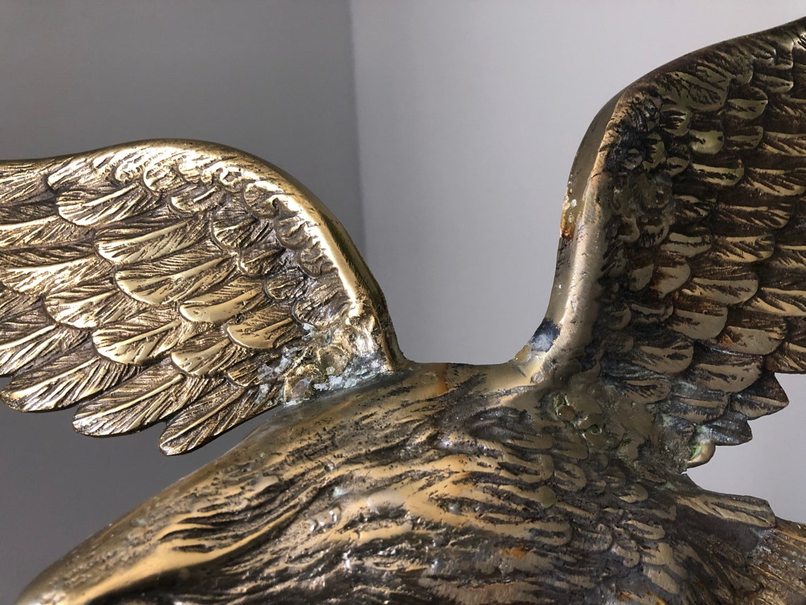 Large Vintage Brass Eagle Etsy