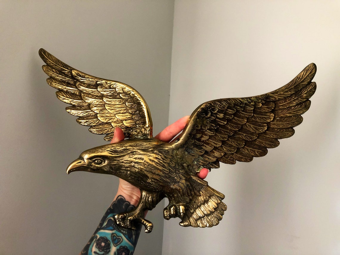 Large Vintage Brass Eagle Etsy