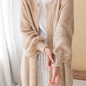 Long wool cardigan, Knitted jacket, Mohair cardigan, Wool sweater, Handmade cardigan image 1