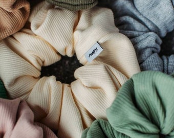 Oversize Scrunchie Set: Ribbed Knit Cotton Hair Tie Bundle