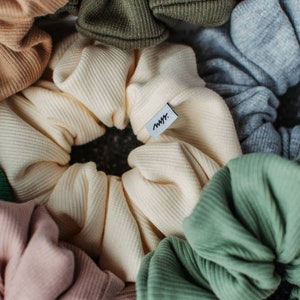 Oversize Scrunchie Set: Ribbed Knit Cotton Hair Tie Bundle