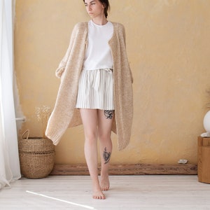 Long wool cardigan, Knitted jacket, Mohair cardigan, Wool sweater, Handmade cardigan image 7