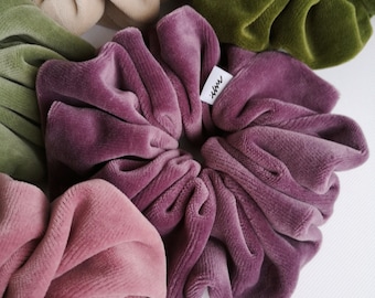 Grande scrunchie di velluto di cotone, cravatta per capelli Scrunchie, scrunchie di velluto fatto a mano, regalo per lei, regali per damigelle d'onore