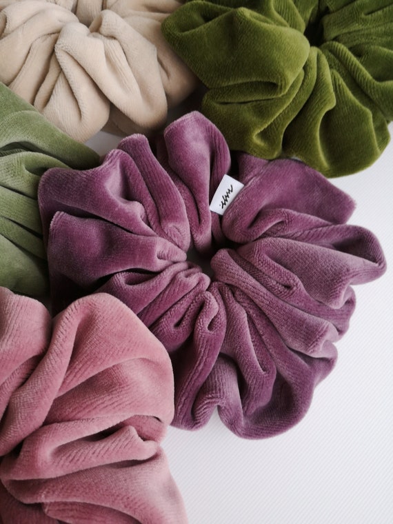 Large Cotton Velvet Scrunchie: Handmade Soft Hair Tie