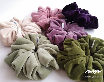 Large Cotton Velvet Scrunchie: Handmade Soft Hair Tie