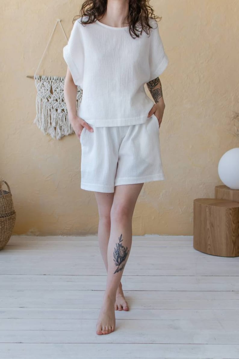 Womens Blouse and Shorts Lounge Set Etsy