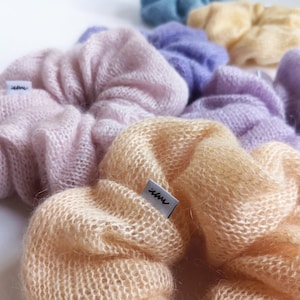 Silk mohair scrunchies, Large knitted scrunchies, Soft hair ties, Christmas stocking fillers, Gift for her, Handmade gifts