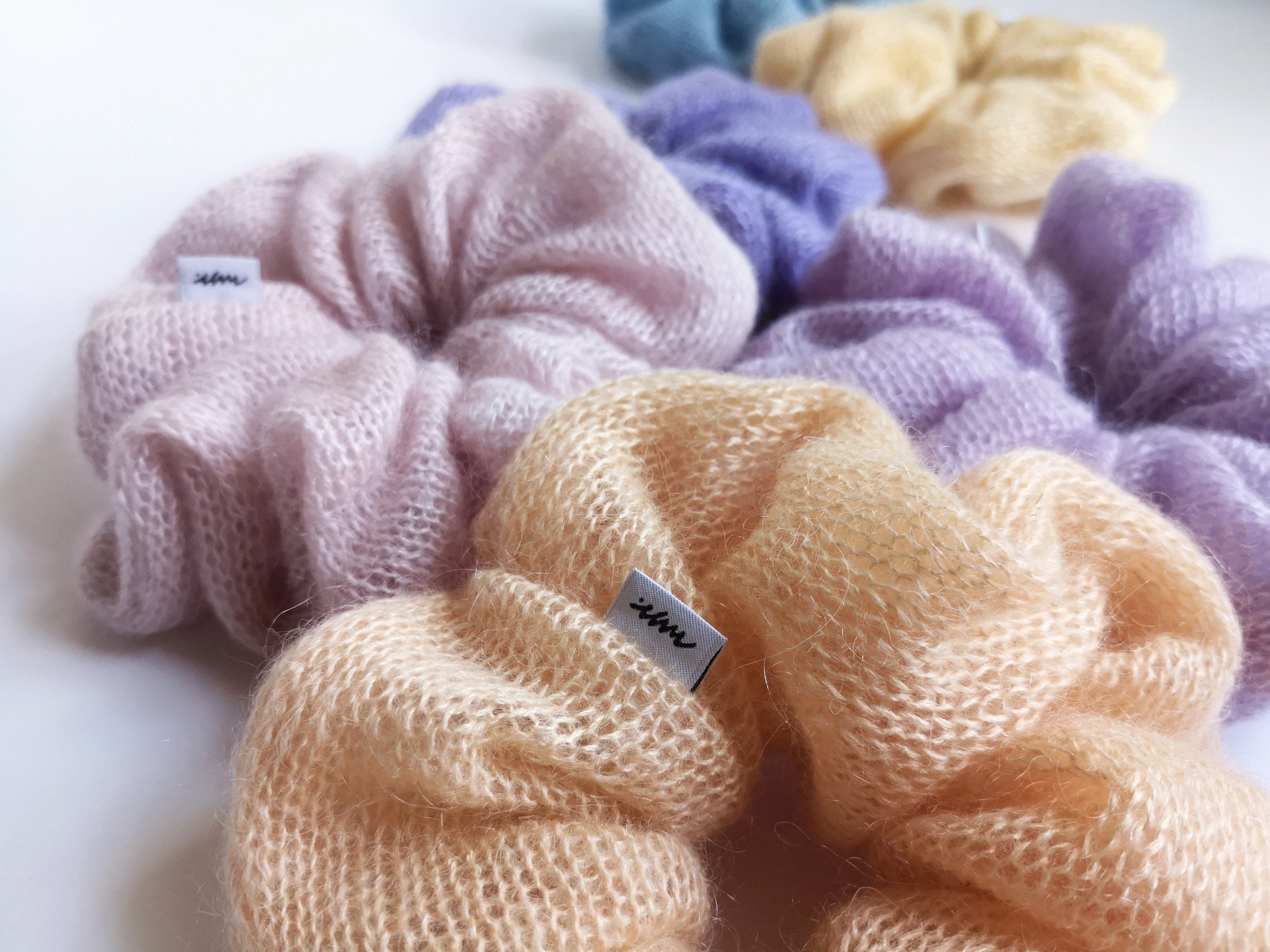 Handmade Silk Mohair Knit Scrunchie: Soft Hair Tie