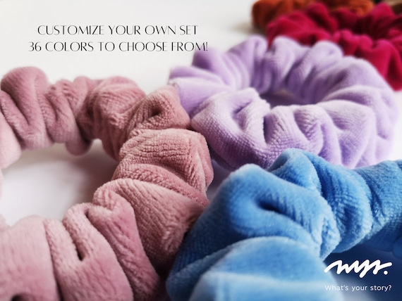 Small Cotton Velvet Scrunchies Set,  Customizable colors