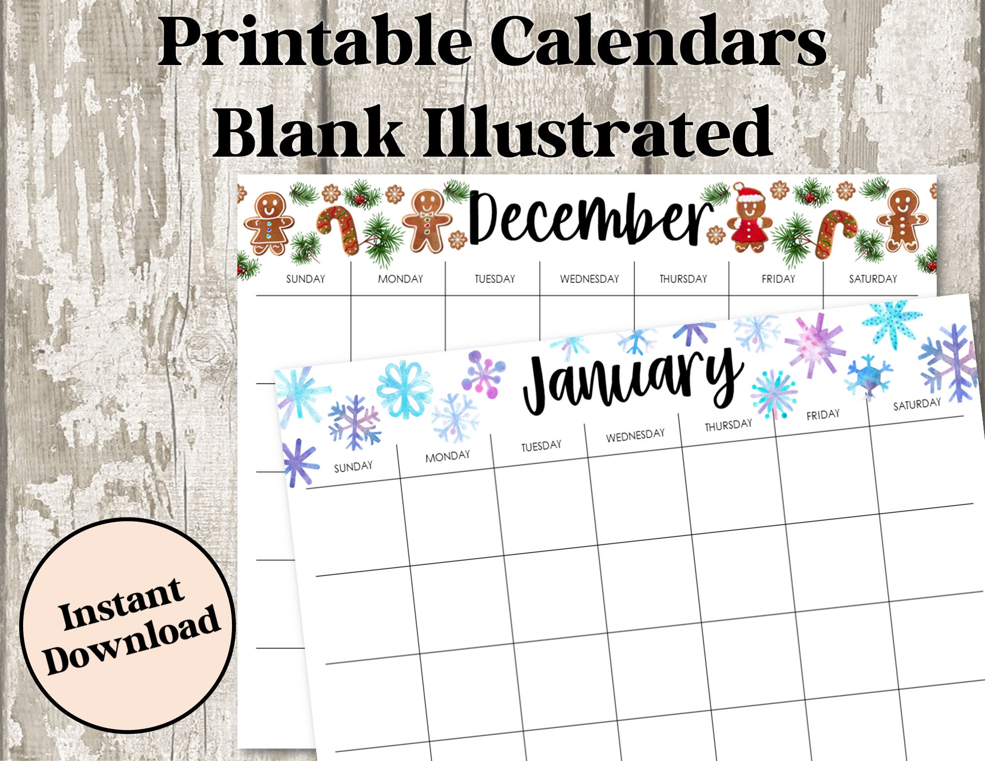 PRINTABLE BLANK Landscape Monthly Calendar, Kids Theme Calendar ...