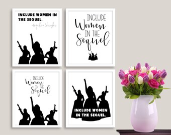 Neem vrouwen in het vervolg, Hamilton Quote, 4 versies, afdrukbare kunst aan de muur voor uw woonkamer, kantoor, slaapkamer of cadeau; Direct downloaden