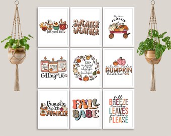 Herfst Herfst Geïllustreerde Citaten en Spreuken, 10 Prints, afdrukbare kunst aan de muur voor uw galerie muur, Set 2