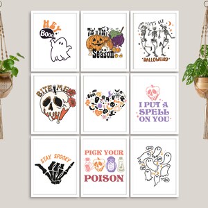 Halloween Illustrated Quotes and Sayings, 10 Prints, printable wall art for your gallery wall, Set 3