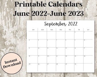 Maandkalenders juni 2022-juni 2023 | LANDSCHAP | 8,5x11 | Jan - Dec | Afdrukbare download