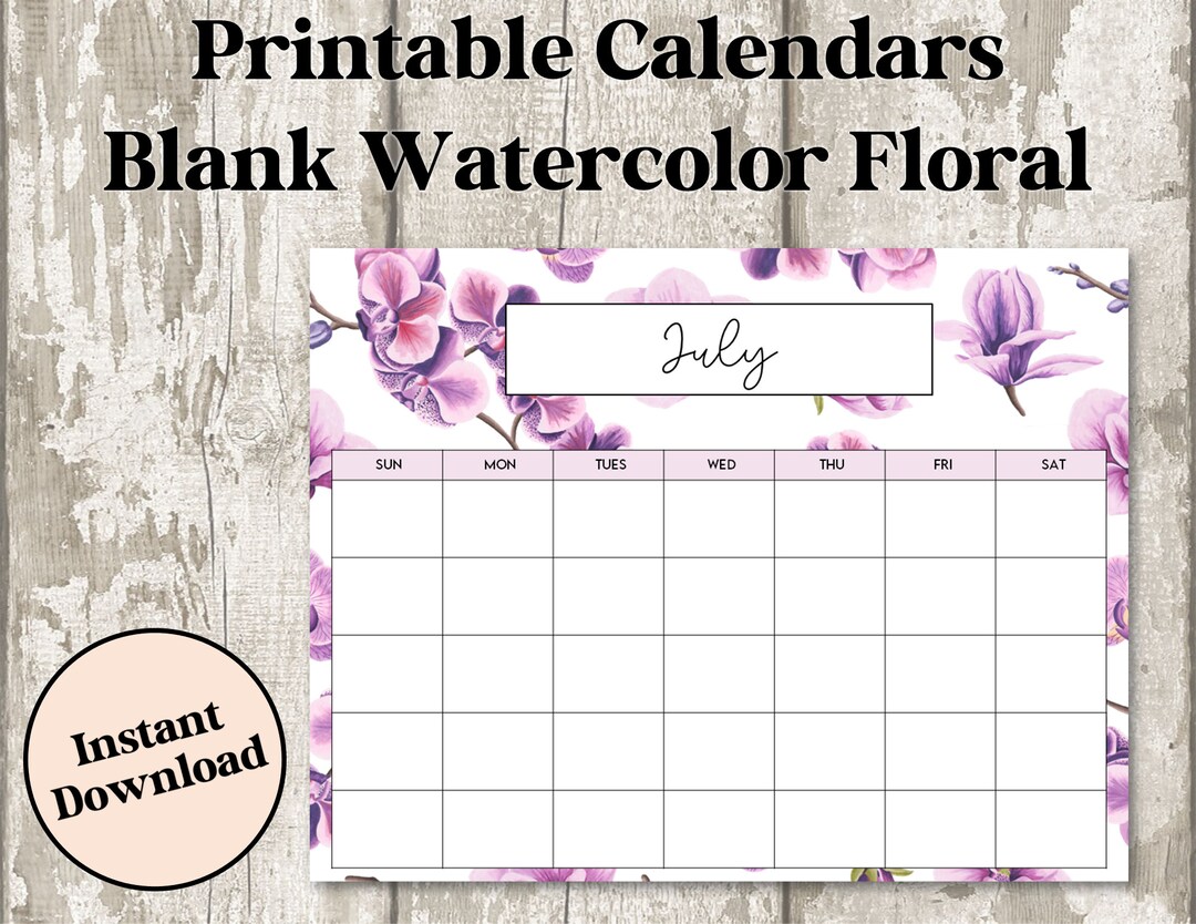 PRINTABLE BLANK Landscape Monthly Calendar Undated Monthly - Etsy