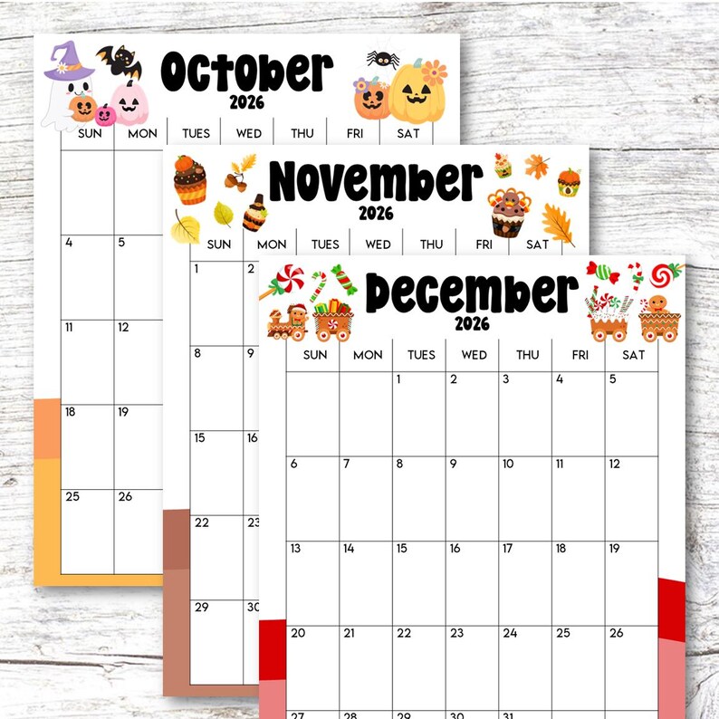 2026 Printable Monthly Calendar | Cute Calendars for Kids | 12-month ...