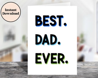 Afdrukbare Vaderdagkaart, beste vader ooit 5x7 kaart, instant digitale download