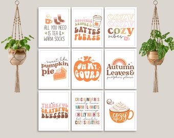 Herfst Herfst Geïllustreerde Citaten en Spreuken, 10 Prints, afdrukbare kunst aan de muur voor uw galerie muur, Set 1