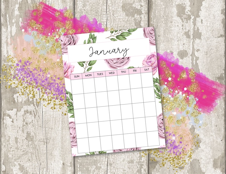 PRINTABLE BLANK Portrait Monthly Calendar Undated Monthly - Etsy