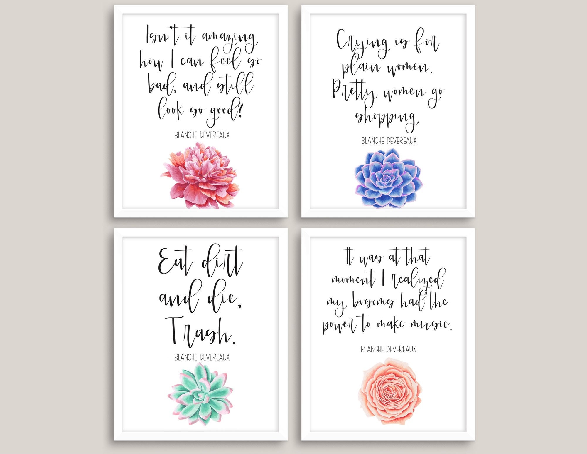 Blanche Quotes From Golden Girls Set of 4 Prints With Etsy