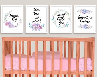 Aquarel Bloemenkwekerij Prints, Set van 4, wanddecor, kinderkamer kunst