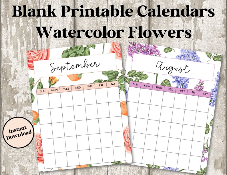 PRINTABLE BLANK Portrait Monthly Calendar Undated Monthly - Etsy