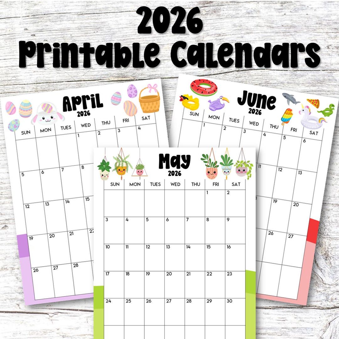 2026 Printable Monthly Calendar | Cute Calendars for Kids | 12-month ...