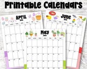 2026 Printable Monthly Calendar  | Cute Calendars for Kids | 12-Month Wall Planner | Instant Download PDF | Sunday & Monday Start