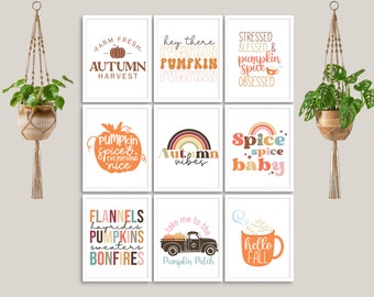 Herfst Herfst Geïllustreerde Citaten en Spreuken, 10 Prints, afdrukbare kunst aan de muur voor uw galerie muur, Set 3