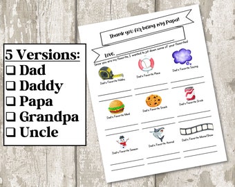 DIRECT DOWNLOADEN | Vaderdag afdrukbaar, papa, opa, papa, papa, oom, 8.5x11 PDF Last Minute Gift, schattige Vaderdagcadeaus, kaart