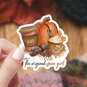 De originele Spice Girl-sticker, Pumpkin Spice Latte laptopsticker, beste vriend cadeau, herfst citaat waterdicht vinyl sticker voor bidon