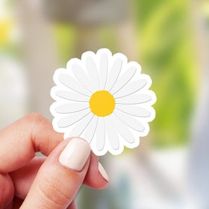 Sticker marguerite en vinyle, sticker pour ordinateur portable fleur de marguerite, cadeau fleur de printemps, décoration florale pour journal intime, bouteille d'eau, gobelet