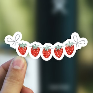 Adesivo banner fragola, adesivo in vinile impermeabile, decalcomania per bicchiere di frutta, decorazione per pianificatore portatile bottiglia d'acqua con fragola