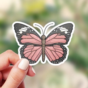 Rosa Schmetterling Aufkleber, Laptop Vinyl Aufkleber, Süßer Schmetterling Aufkleber, Bester Freund Geschenk, Wasserflasche, Telefon Journal Dekor