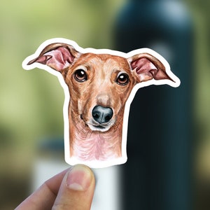 Windhundkopf Aufkleber, Aquarell Hundeaufkleber, Wasserdichter Vinylaufkleber, Bester Freund Geschenk, Wasserflasche Hydroflask Tumbler Laptop Aufkleber
