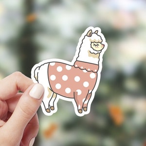 Sticker lama drôle dans un pull, autocollant en vinyle imperméable alpaga mignon, sticker lama sans problème pour ordinateur portable, cadeau meilleur ami, sticker bouteille d'eau amusant