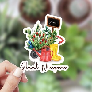 Plant Whisperer sticker, waterdichte vinyl sticker, tuinieren cadeau, esthetische plantenliefhebber laptop sticker, tuin waterfles hydroflask sticker