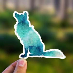 Aquarell Wolf Aufkleber, wasserdichter Vinyl Aufkleber, Hund Aufkleber für Laptop Hydro Flasche Wasserflasche Tasse Fenster, Waldtier Aufkleber, Wolf Geschenk