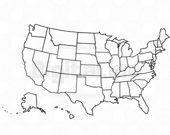 Blank Us Map Etsy