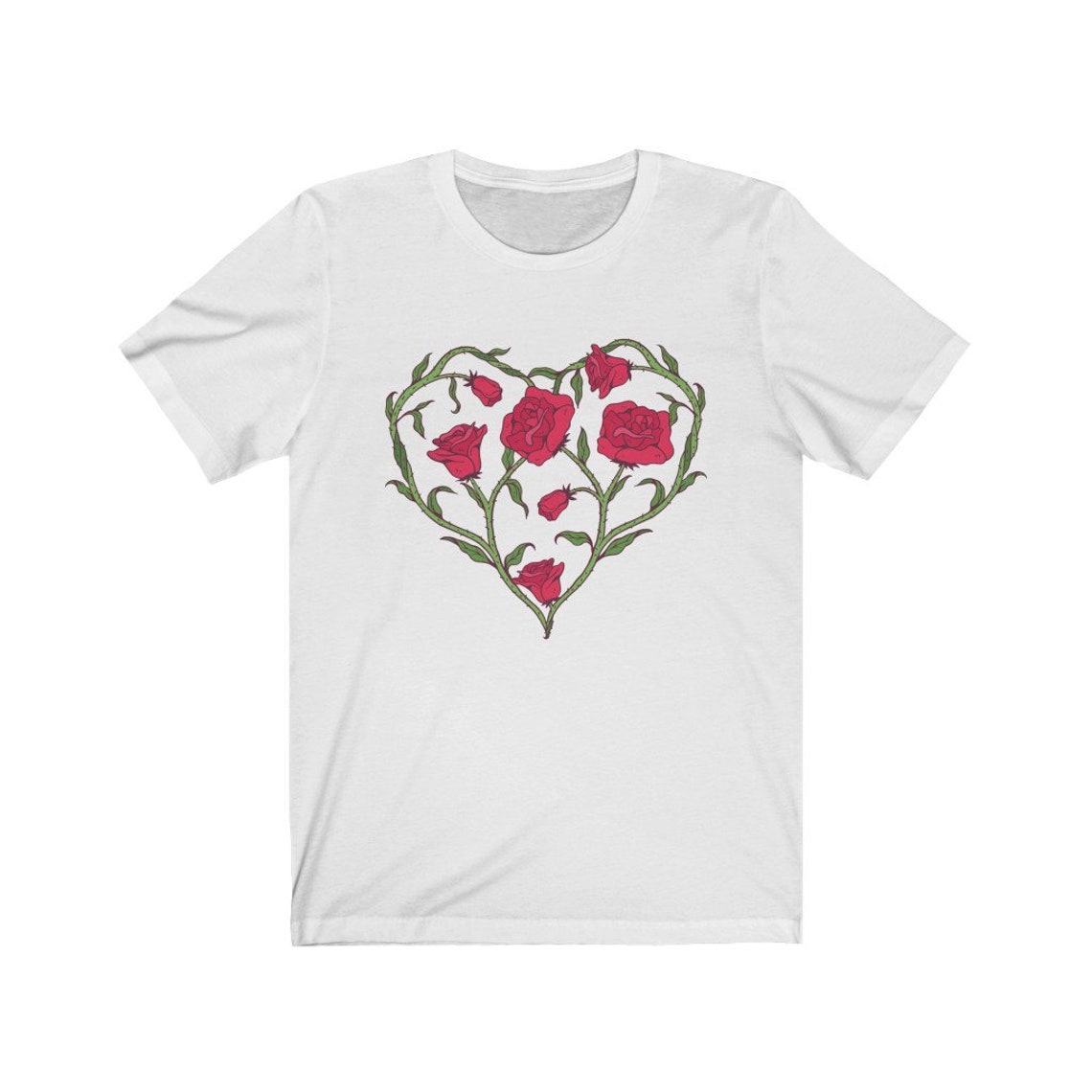 Rose Heart Tshirt Red Roses Shirt Womens Floral Clothing Etsy
