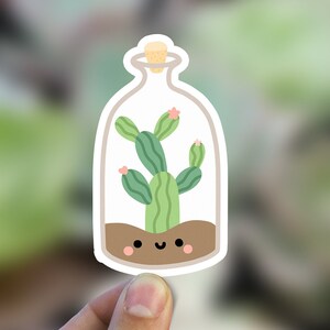 Leuke cactus sticker, waterdicht vinyl grappig kawaii succulente cactussen plant laptop sticker, terrarium botanisch tijdschrift waterfles sticker