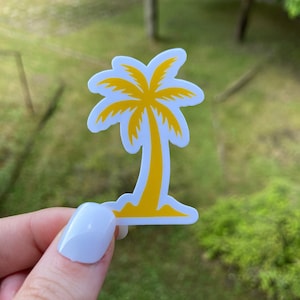 Sticker gele palmboom, zomer vinyl sticker, tropische laptop sticker, waterdichte sticker voor hydrofles waterfles beker venster auto