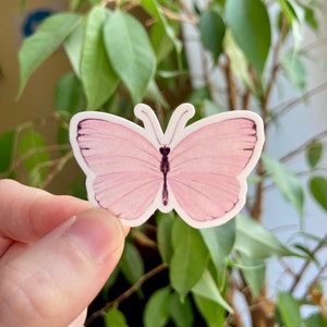 Pequeña pegatina de mariposa rosa, linda mini pegatina de vinilo de mariposa, pequeña acuarela mariposa portátil pegatina waterbottle teléfono calcomanía impermeable