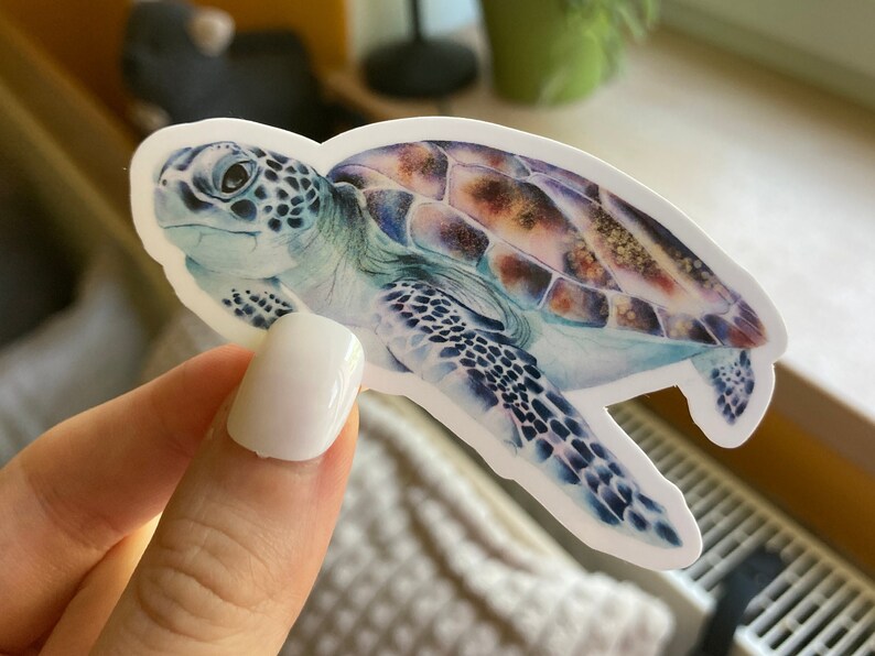 Watercolor Sea Turtle Sticker Ocean Animal Decal Sea Etsy
