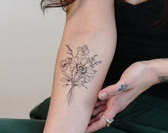 Sunflower Tattoo Etsy