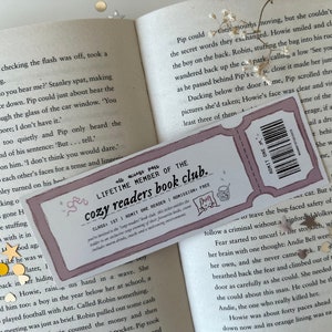 cozy readers book club admit one bookmark | ticket bookmark, coquette bookmark, bookish, booktok, cosy autumn book lover gift, cute bookmark