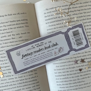 fantasy readers book club admit one bookmark | ticket bookmark coquette bookmark, bookish booktok, book lover gift, cute bookmark book merch