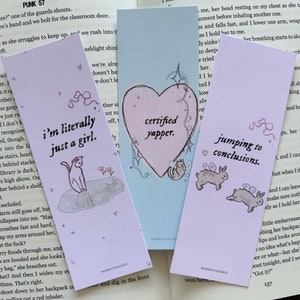 Ik ben letterlijk gewoon een meisje, meisjesachtige zelfliefde bladwijzers set van 3 | coquette schattige bladwijzer, booktok boekenliefhebber cadeau, zachte roze bladwijzer voor meisjes