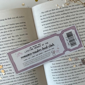romance readers book club admit one bookmark | ticket bookmark coquette bookmark, bookish booktok, book lover gift cute bookmark, book merch