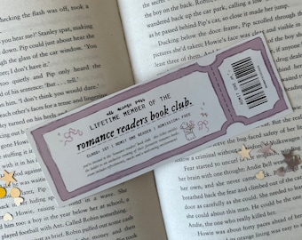 Romantisch-Leserbuchclub ein Lesezeichen | Ticket Lesezeichen coquette Lesezeichen , Leseratte Lesezeichen , Buchliebhaber Geschenk süsses Lesezeichen , Buch merch